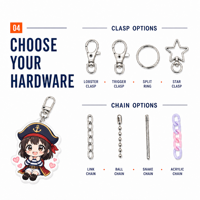 Porte-clés en acrylique Anime, transparent, découpé sur mesure, avec anneau métallique, personnalisable, vente en gros OEM à partir d'une pièce