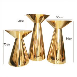 Mesa de cóctel de metal con tapa redonda de acero inoxidable, diseño caliente, barra alta, 1 pieza, silla de Hotel moderna, muebles de Hotel, mesa de comedor dorada - Product Image 4