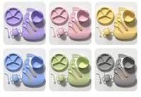 Ensemble d'alimentation pour bébé en silicone de qualité alimentaire, écologique, personnalisé OEM, avec bavoir, bol, assiette et cuillère pour enfants