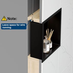 נישת מקלחת נירוסטה 30.5x30.5x10 ס\\\"מ ללא צורך באריחים, נישת מקלחת עם תאורת לד, נישת קיר שקועה לאחסון בחדר אמבטיה - Product Image 5