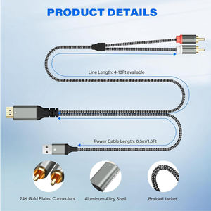 Cable Convertidor de <span class=keywords><strong>Audio</strong></span> <span class=keywords><strong>HDMI</strong></span> <span class=keywords><strong>ARC</strong></span>/eARC Unidireccional <span class=keywords><strong>a</strong></span> 2 <span class=keywords><strong>RCA</strong></span> de 192KHz, 6 Pies, Alimentado por USB, Extractor de <span class=keywords><strong>Audio</strong></span> Estéreo L/R, <span class=keywords><strong>Adaptador</strong></span> Divisor - Product Image 3