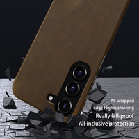 Étui de téléphone en cuir véritable motif Crazy Horse pour Samsung Galaxy S24 pour Samsung Galaxy S23 S22 S21 S20 Étui de téléphone anti-rayures