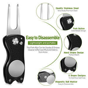 เครื่องมือซ่อมกรีนกอล์ฟแบบพับเก็บได้ ด้ามจับอะลูมิเนียมน้ำหนักเบา พร้อมที่ทำเครื่องหมายลูกกอล์ฟ - Product Image 5