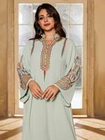 Abaya tendance du Moyen-Orient, robe musulmane pour femmes, robe brodée, robe islamique, kaftan marocain, jalabiya arabe