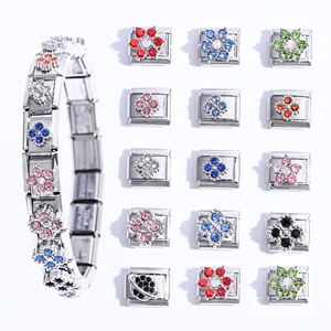 Modular Flower Charm Bracelet Set Crystal Rhinestone DIY Jewelry Women's Gift Zinc Alloy Claw Setting Yiwu Origin - Product Image 1
