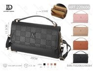 Borsa a Tracolla da Donna in Microfibra, Pelle Sintetica con Motivo a Quadri, Decorazione con Lettere, Chiusura a Cerniera, Per Tutte le Stagioni - Product Image 1