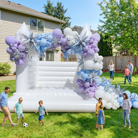 Château Gonflable Blanc de Qualité Commerciale, Facile à Installer, Idéal pour la Location Extérieure et les Événements Professionnels