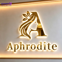 Enseigne de réception lumineuse personnalisée pour intérieur, logo 3D rétroéclairé en acier inoxydable, enseigne lumineuse personnalisée pour institut de beauté, salon de coiffure