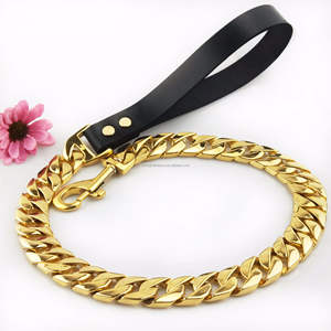 Accessori di moda di lusso 20mm di larghezza a catena in acciaio inossidabile collana personalizzata per cani a maglie cubane in oro collare a catena - Product Image 3