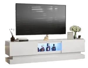 Suporte de TV LED moderno para TV de 85 polegadas com luzes LED e armários de TV de alto brilho console de mídia para sala de estar e quarto
