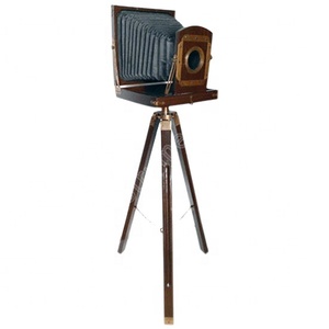 Antique Folding plate camera tripod Vintage look Film camera with wooden stand for decor at low price