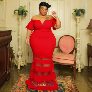 7789 Robe de soirée sexy transparente à col en V, grande taille - Product Image 4