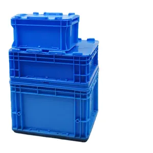 High quality EU standard plastic box durable thickened plastic folding crate with cover logistics turnover box for auto parts