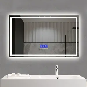 工厂定制照明矩形智能浴室镜触摸开关防雾发光二极管浴室镜带灯