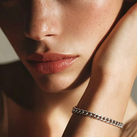 Bracelet Chaîne Cubaine en Acier Inoxydable 316L Anti-ternissement SA Jewelry pour Hommes, Tons Argentés, Cadeau de Luxe, Vente en Gros