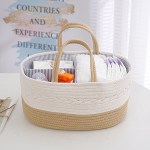 Cesta organizadora de cuerda de algodón con asa, portátil, con múltiples compartimentos y divisor, para el hogar o viajes. - Product Image 4