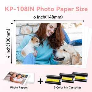 Compatible avec l'encre et le papier <span class=keywords><strong>Canon</strong></span> <span class=keywords><strong>Selphy</strong></span> CP1500 CP1300, 4x6 pouces KP-108IN 3 encre + 108 feuilles de papier photo - Product Image 4