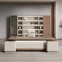 Bureau de direction en forme de L moderne et modulaire en bois de luxe pour PDG avec armoire de rangement