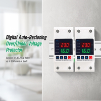 Protecteur de surtension et de sous-tension 2P sur rail DIN 40A 63A 80A 110V 220V avec protection contre les surintensités réglable et relais de réenclenchement automatique