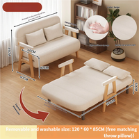 Canapé-lit pliable moderne avec structure en bois massif, gain de place pour chambre et appartements, lit extensible simple/double