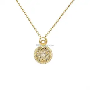 New Arrival 18K Gold Pendant Illusion Stone Setting with Diamond Necklace Jewelry Women