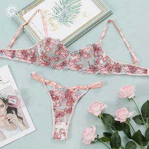 Penjualan laris lingerie wanita motif bunga wanita lingerie anggrek emas wanita 2 potong set lingerie - Product Image 1