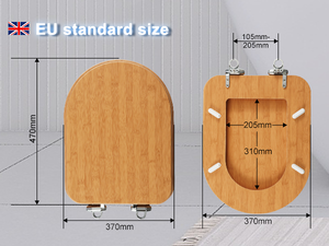Modern <strong>White</strong> Plastic Round Bathroom <strong>Toilet</strong> <strong>Seats</strong> with Slow-Close Lid and <strong>Wood</strong> Pattern Design - Product Image 4
