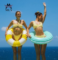 Mly Kledingstuk Badmode Twist Knoop Één Schouder Designer Bikini Shinny Stof Tweedelig Badpak Vrouwen