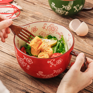 <span class=keywords><strong>Ciotola</strong></span> in Ceramica Resistente con Impugnatura, Tazza per Sbattere le Uova con Bocca di Drenaggio, Stampa Sakura, <span class=keywords><strong>Ciotola</strong></span> per Mescolare - Product Image 2