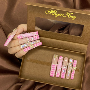 Prensa <span class=keywords><strong>de</strong></span> bailarina cuadrada larga en las <span class=keywords><strong>uñas</strong></span> <span class=keywords><strong>Casero</strong></span> Girasol brillante Punta francesa Bling Glitter 10PCS Acrílico <span class=keywords><strong>Uñas</strong></span> artificiales Prensa en - Product Image 4