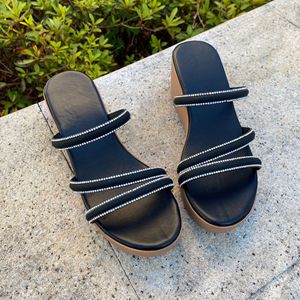 Sandalias de cuña para mujer de verano, artesanales, con tira de pedrería, punta abierta, plataforma gruesa, cómodas, tallas grandes, calzado diario - Product Image 5