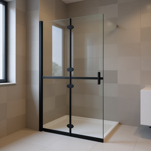 Transparent ESG Glass Walk In Shower <b>Screen</b> 39.4x74.8 <b>Folding</b> With Frame Minimalist Design - Product Image 2