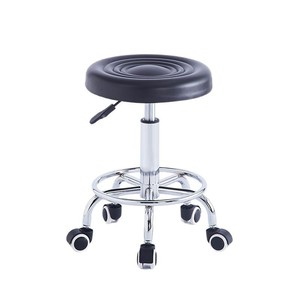 Fauteuil <span class=keywords><strong>de</strong></span> Barbier Moderne en Cuir PU, Réglable Hydrauliquement et Pivotant, avec Roues et Dossier, Base Chromée/Métallique, Luxe pour Salons <span class=keywords><strong>de</strong></span> Beauté - Product Image 1