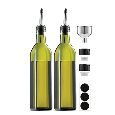 Premium Dark Green Glass Bottle for Olive Oil Custom Olive Oil Bottle Oil and Vinegar Dispenser Bottle Set