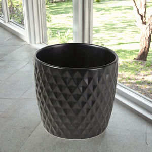 Jardinière carrée moderne en fibre de verre écologique avec une capacité de 10 L pour patio, jardin et rebord de fenêtre, design cyan - Product Image 3
