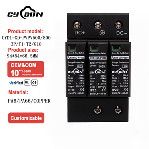 Nouveau Prix Usine Dispositifs de Protection Contre les Surtensions DC SPD UC 500V 800V 3 Pôles IP20 Type 1+2 20kA-40kA Protecteur de Foudre en Cuivre - Product Image 1