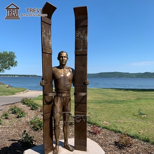 Statuetta di sciatore in bronzo scultura in metallo uomo sportivo personalizzato moderno - Product Image 6