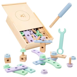Nouveaux jouets éducatifs en <span class=keywords><strong>bois</strong></span> Montessori pour enfants, outil de serrage de vis en <span class=keywords><strong>bois</strong></span> à faire soi-même, boîte de transport, puzzle en <span class=keywords><strong>bois</strong></span> pour garçons et filles - Product Image 4