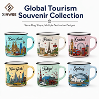 Tasse à café en céramique souvenir de Barcelone, Espagne, avec impression de dessin animé mignon, motif de monument du parc, design en grès, personnalisable OEM ODM, vente en gros