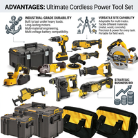 Kit combiné d'outils électriques sans fil pour la fabrication de meubles : ponceuse orbitale, dégauchisseuse, scie sauteuse, ensemble d'outils électriques sans fil au lithium