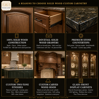 Meubles de cuisine sur mesure en bois massif pour toute la maison, style traditionnel cerisier et noyer, hotte personnalisée avec façade en verre, fabrication OEM