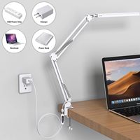 Lampe de bureau à luminosité réglable, commande tactile, bras articulé à fixation par pince, éclairage LED pour bureau, étudiant, chevet, alimentation CC