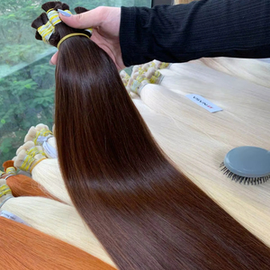 Extensions de cheveux naturels ondulés lisses de 28 pouces, double trame, Remy vietnamien, qualité NASA, vente en gros, 100g, couleurs foncées, teintes - Product Image 1