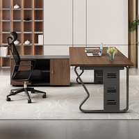 Ensemble bureau et chaise de direction, style chinois moderne, table de bureau extensible en bois