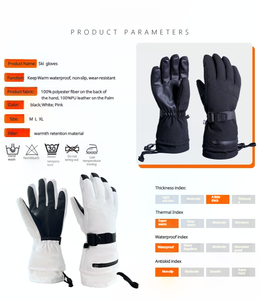 Gants de ski à double couche de style noir à cinq doigts Gants de neige d'hiver avec imperméable et résistant à l'usure - Product Image 4