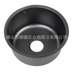 Zhonglang 304 Stainless Steel <b>Round</b> Sink Nano Black Drop In Single <b>Basin</b> Easy To Clean - Product Image 3