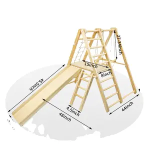 Venda quente Montessori JungleGym De Madeira Set Escalada Quadros Picklers Climber Com Slide Swing Para Crianças