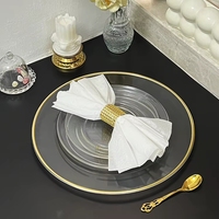 Assiette de présentation ronde en plastique dorée de 13 pouces sur mesure pour la décoration de mariage (vente en gros)