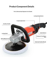 Polisseuse électrique à vitesse variable 1200W, roue de 7 pouces, 3600 tr/min pour le polissage et le cirage des surfaces métalliques, du bois et des voitures
