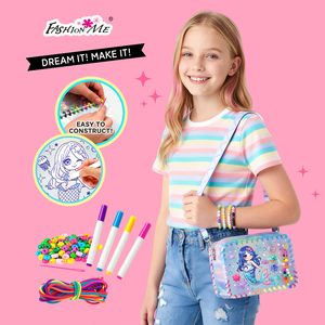 Borsa a Tracolla Personalizzata per Bambini a Tema Sirena con Cordino e Ciondoli, Giocattoli da Cucire, Astuccio per Matite da Disegno, Crea la Tua Borsa - Product Image 2